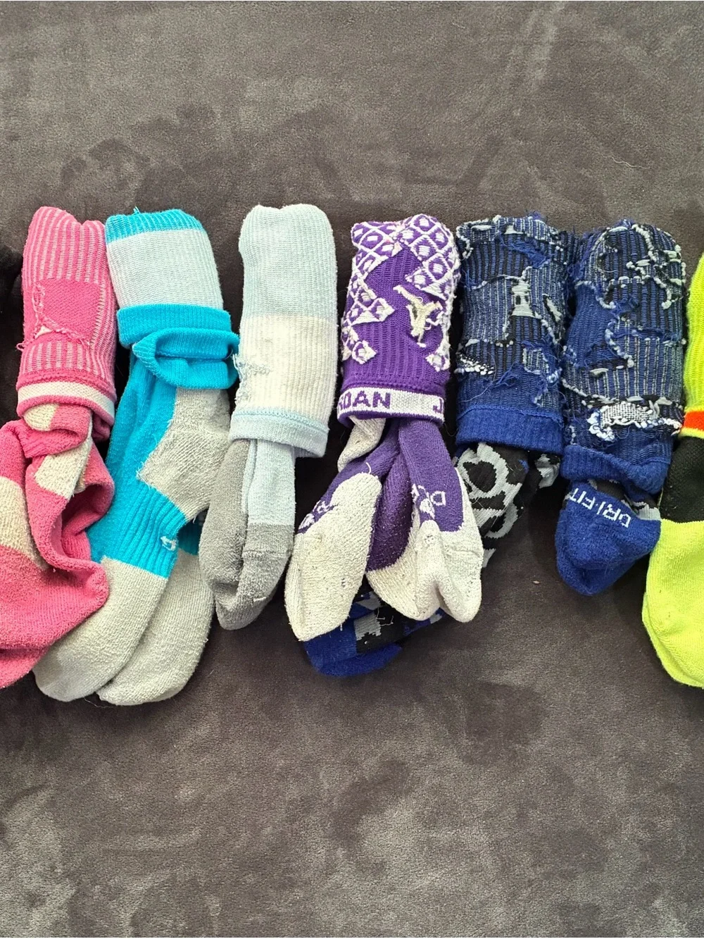 Athletic Sock Lot Nike Jordan Adidas Mixed Colors Patterns Pre-Owned